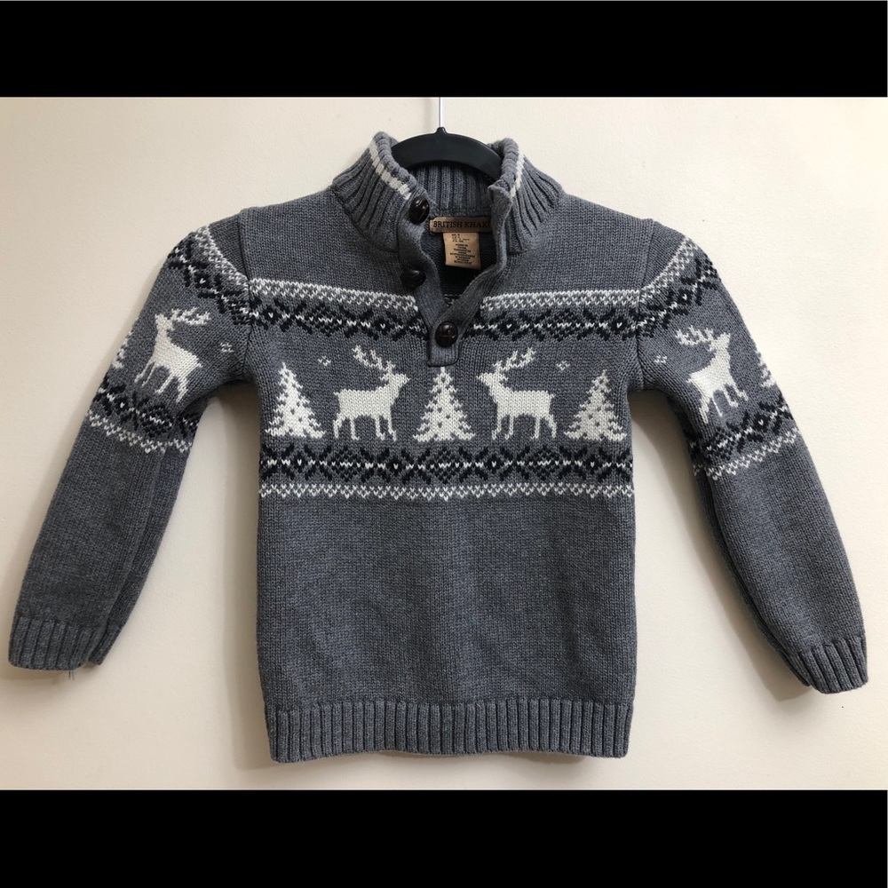 Sweater - 1/4 button, Boys Size 5 - British Khaki